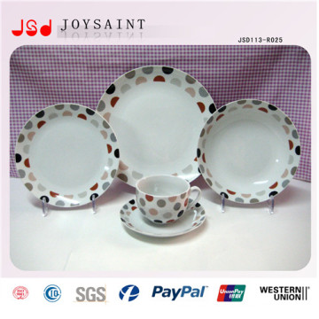 Copo &amp; pires da placa dos utensílios de mesa da porcelana do decalque 14PCS